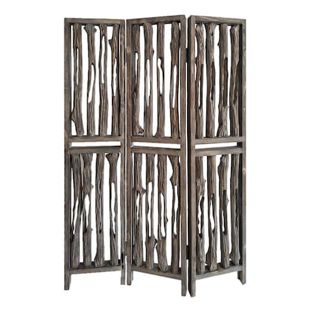 Palacedesigns 53 x 3 x 71 in. Weathered Brown Wood Wrightwood Screen PA3082556